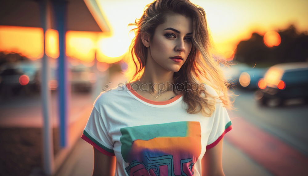 Similar – Image, Stock Photo Woman standing on the street