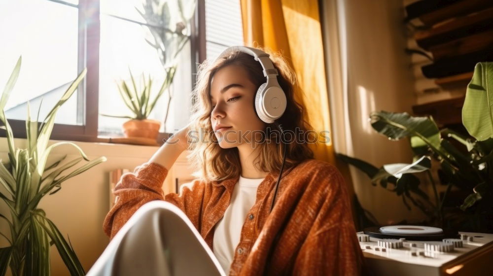 Similar – Image, Stock Photo Pretty woman sitting on couch