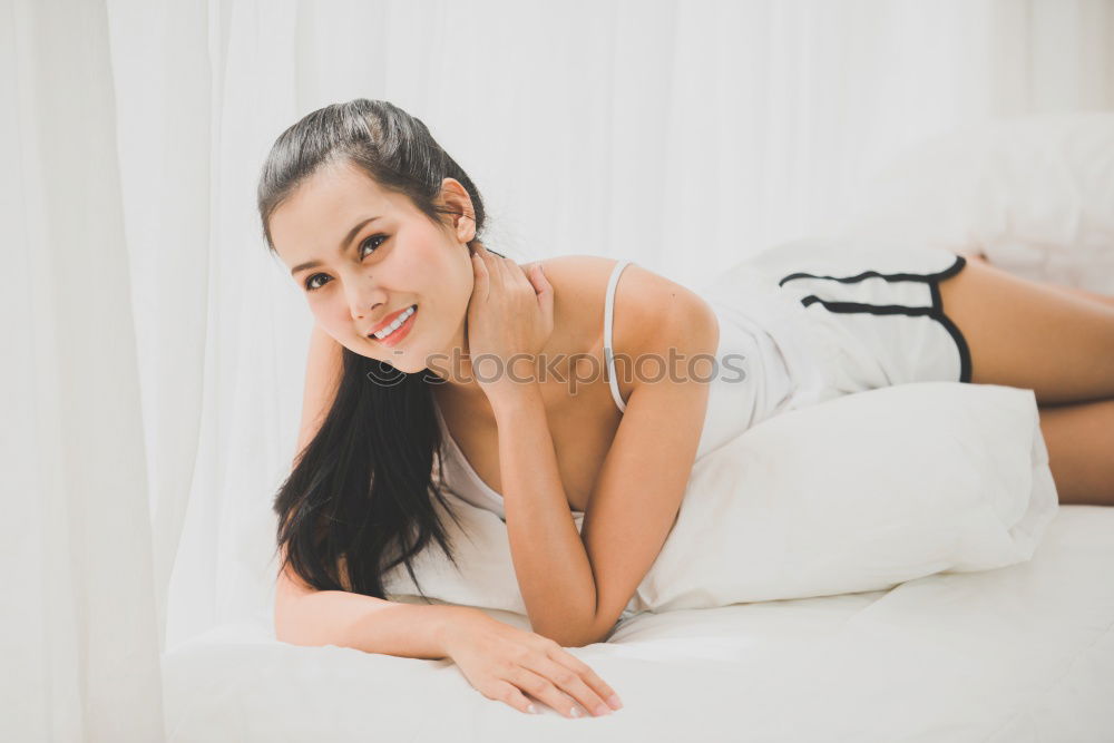 Similar – Image, Stock Photo Young healthy beautiful blonde woman in the bed eating fruits