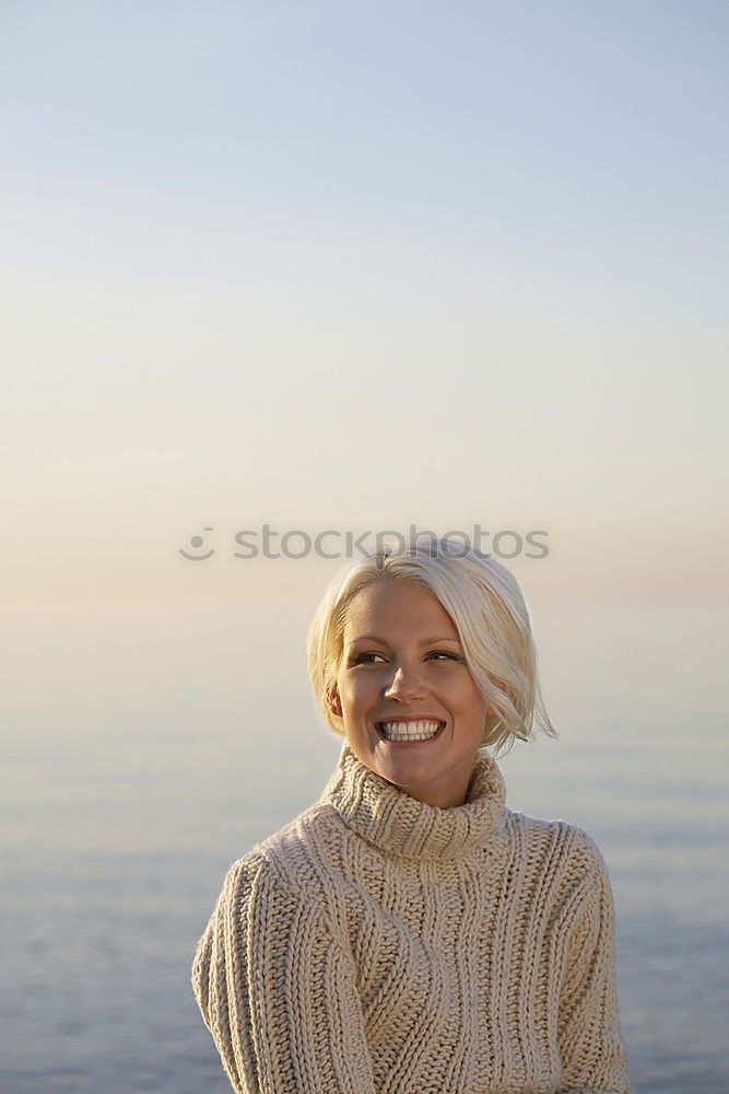 Similar – Image, Stock Photo Smiling blonde girl with red shirt enjoying life outdoors.