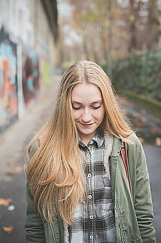 Similar – Image, Stock Photo Stylish model in autumnal wood