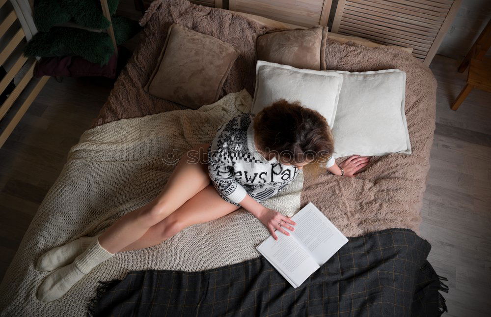 Similar – Image, Stock Photo Woman sleeping with book