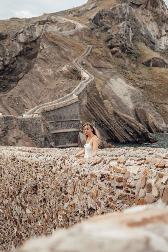 Similar – Image, Stock Photo Young woman below the Braunschweiger hut | E5