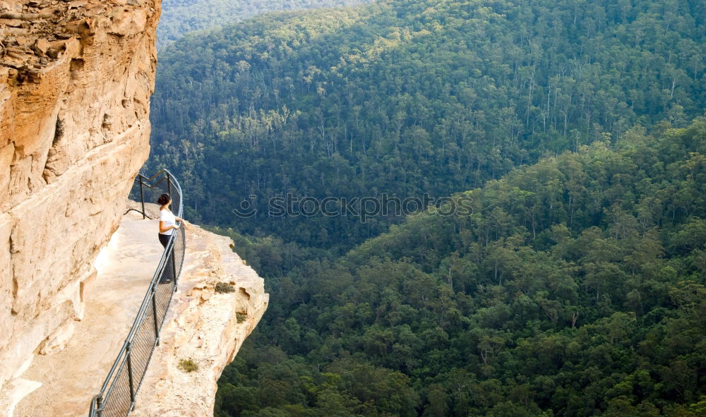 Similar – Rock climbing team reaching the summit.