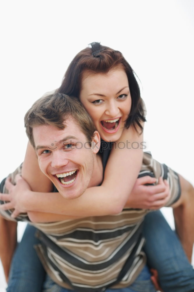 Image, Stock Photo Smiling couple of lovers having fun.