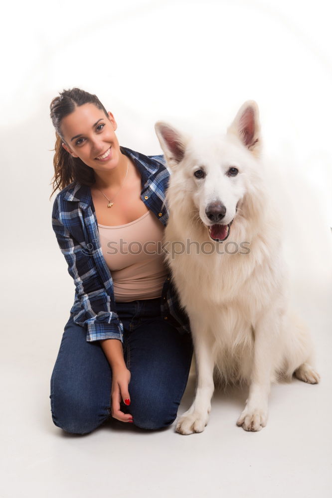 Similar – Image, Stock Photo young woman and her cute dog on bed