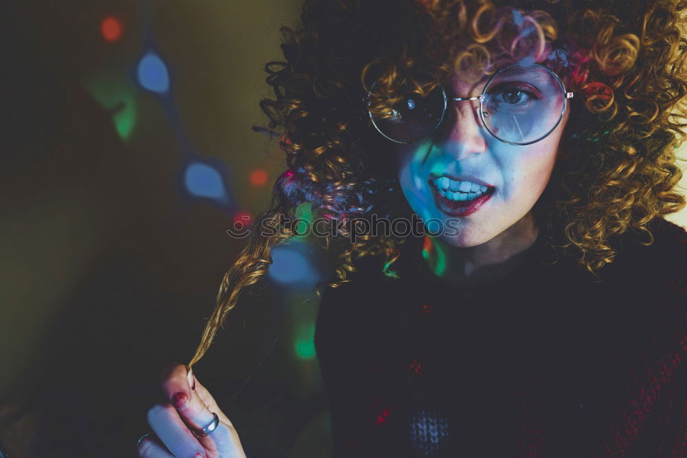 Similar – Image, Stock Photo Curly woman posing in studio