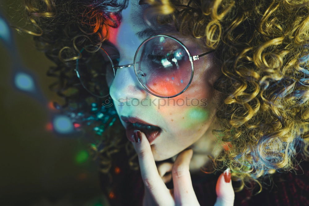 Similar – Young beauty sad woman with retro glasses