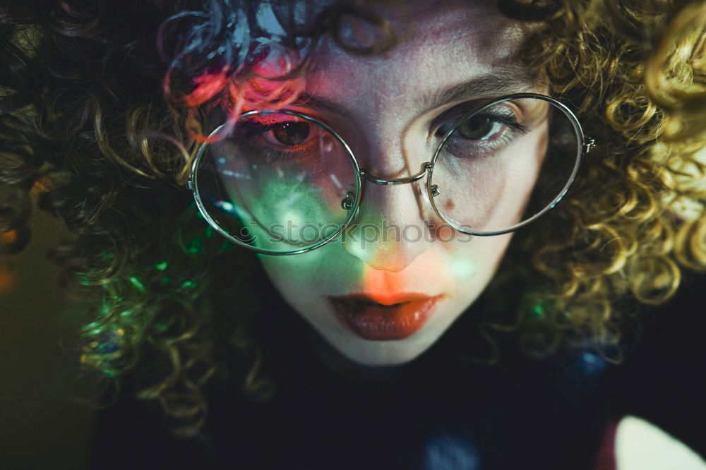 Similar – Young beauty sad woman with retro glasses