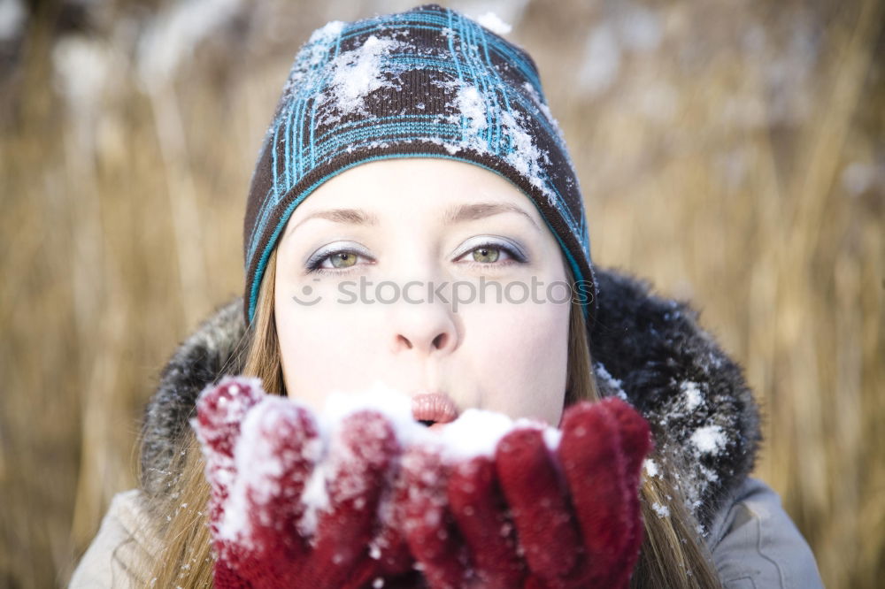 Similar – Image, Stock Photo kid girl helping to clean pathway from snow with showel