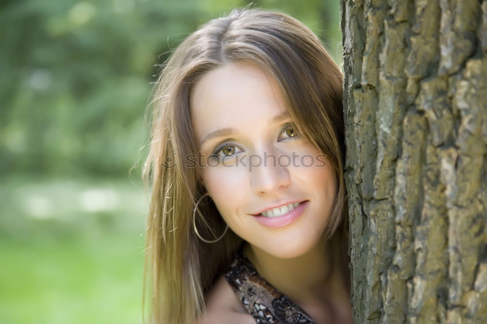 Similar – Pretty happy woman with red long hair