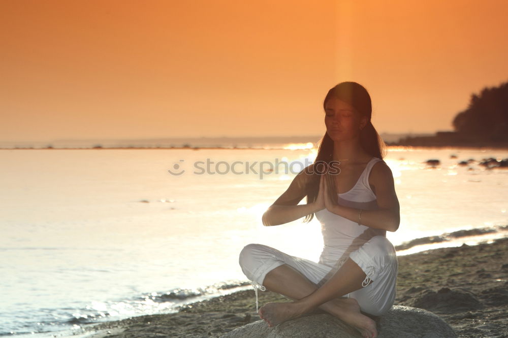 Similar – Image, Stock Photo Dreamy woman on rock at seaside