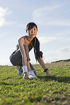 Similar – Image, Stock Photo Woman warming up before outdoor workout
