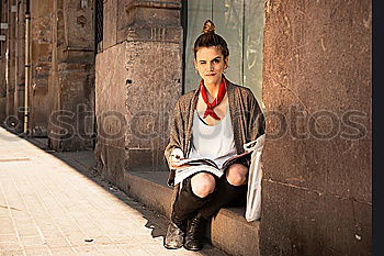 Similar – Image, Stock Photo Smiling woman in alley