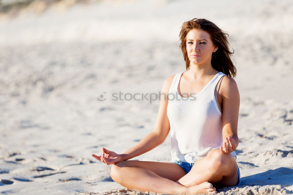 Similar – Image, Stock Photo Black woman, afro hairstyle, doing yoga in the beach