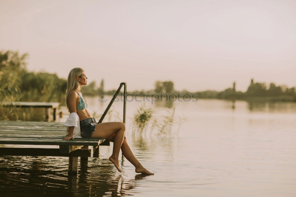 Similar – Image, Stock Photo Child at the lake Lake