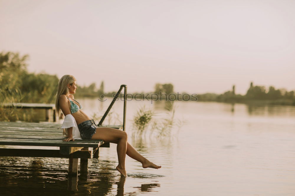 Similar – Image, Stock Photo Child at the lake Lake