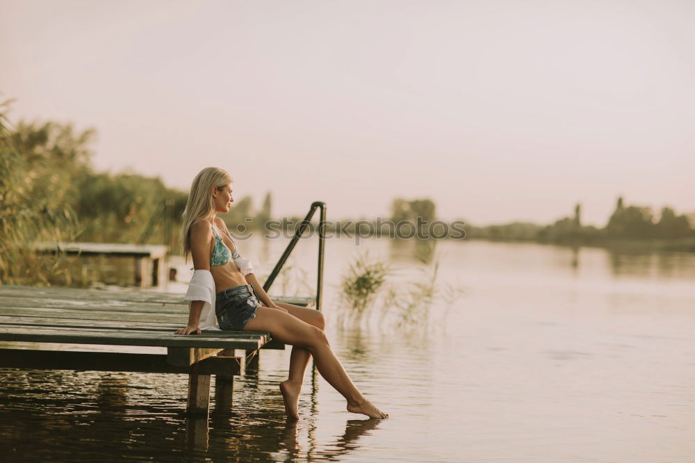 Similar – Image, Stock Photo Child at the lake Lake