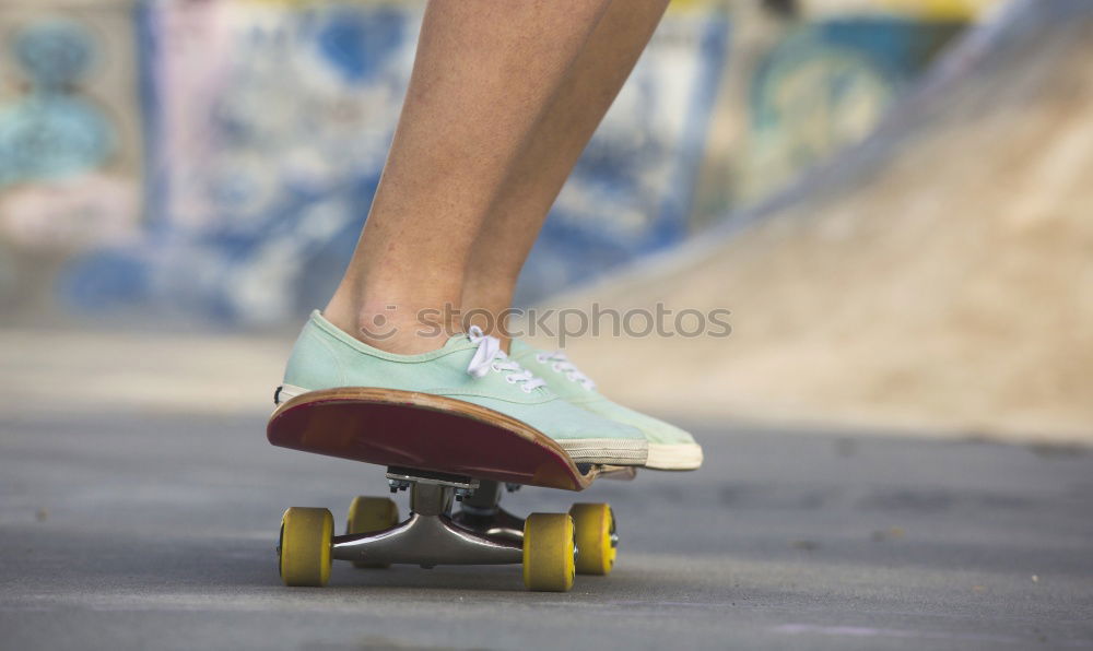 Similar – Image, Stock Photo Young man practising on skateboard in skate park