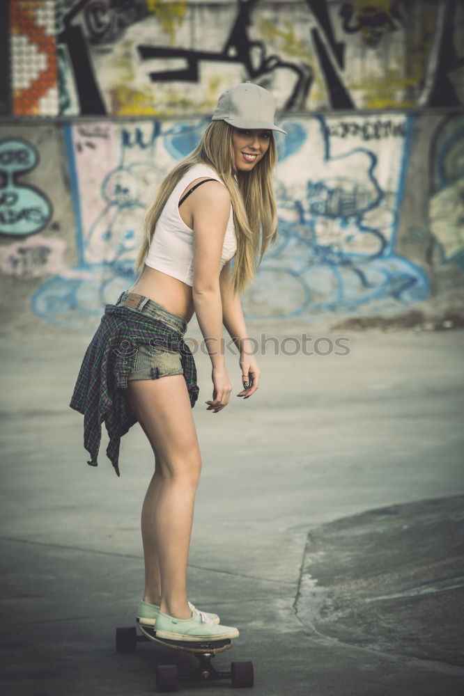 Similar – Image, Stock Photo young skater woman in the street