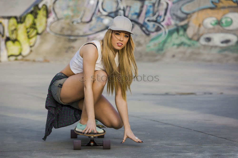 Similar – Image, Stock Photo young skater woman in the street