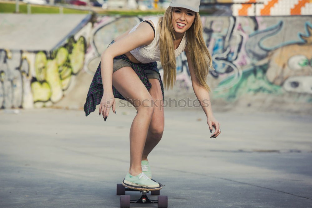 Similar – Image, Stock Photo young skater woman in the street