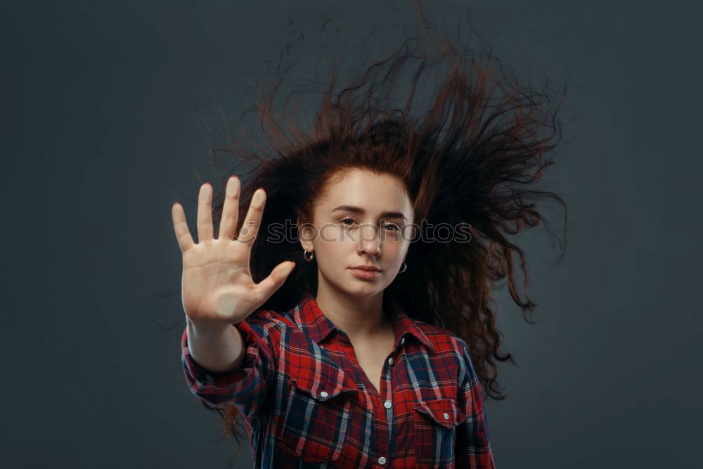 Similar – Image, Stock Photo Curly woman posing in studio