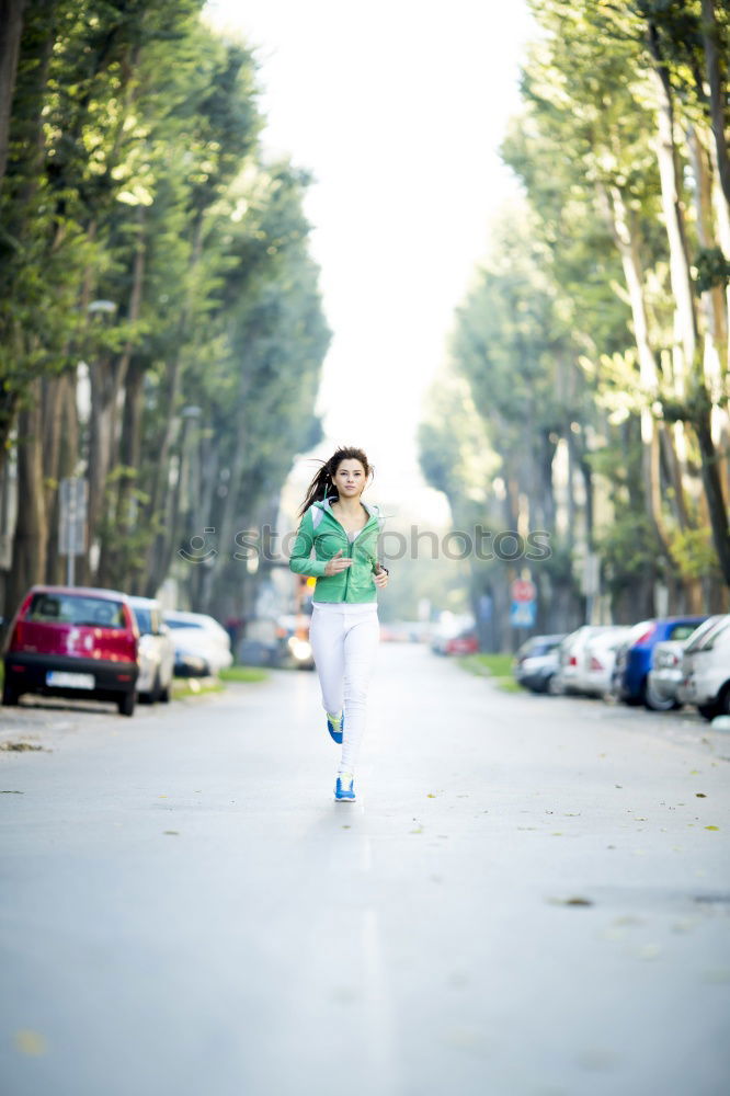 Similar – Image, Stock Photo Athletic woman running up stairs during cardio