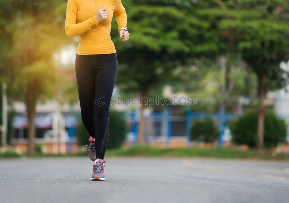 Similar – Image, Stock Photo Young fit blonde woman running on the bridge