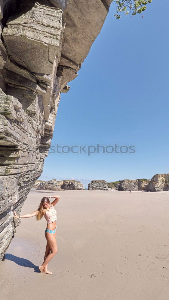 Similar – Image, Stock Photo Mother and little daughter having fun on the beach of the Wall of Puerto Sherry