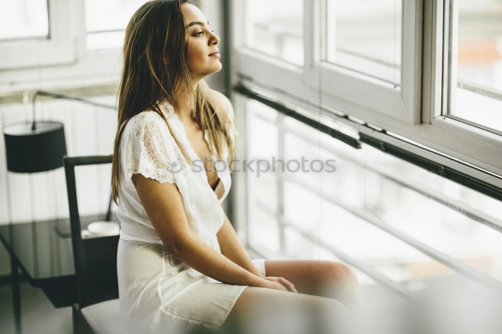 Similar – Image, Stock Photo Close up portrait of a beautiful young woman