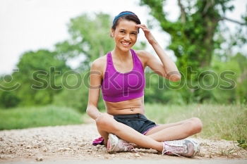 Similar – Image, Stock Photo Sporty young woman tieing her laces