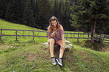 Similar – Image, Stock Photo Cheerful women sitting at lake