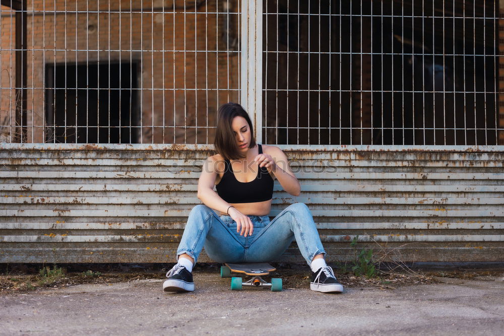 Similar – Image, Stock Photo Woman on fence in park