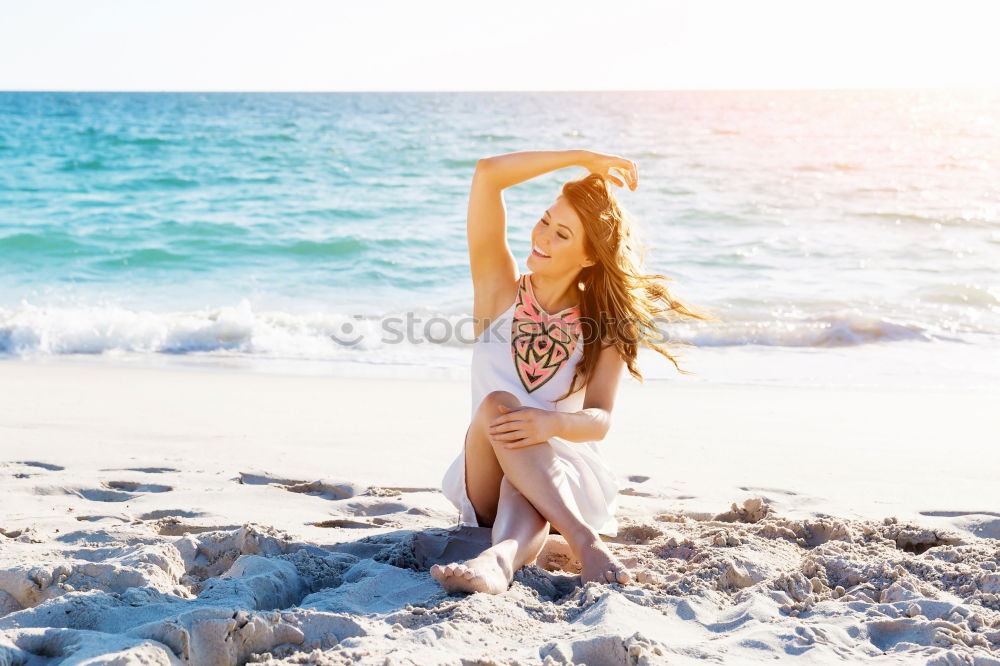 Similar – Image, Stock Photo African American woman doing yoga exercise on beach