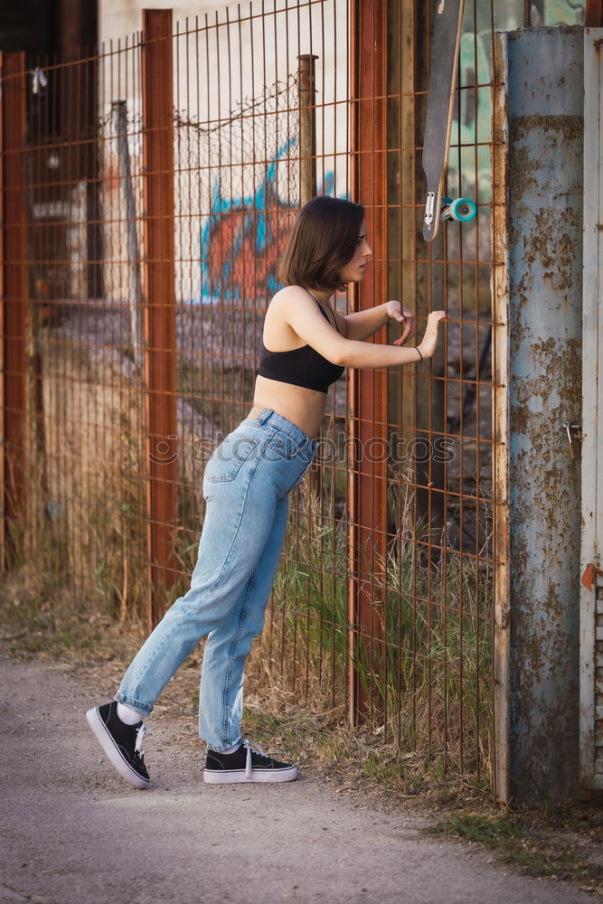 Similar – Image, Stock Photo Woman standing at playground