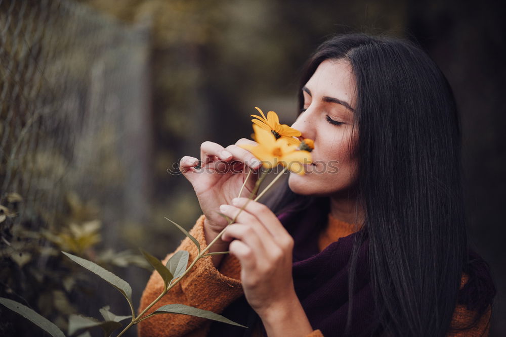 Similar – Image, Stock Photo Asian woman with dry leaf