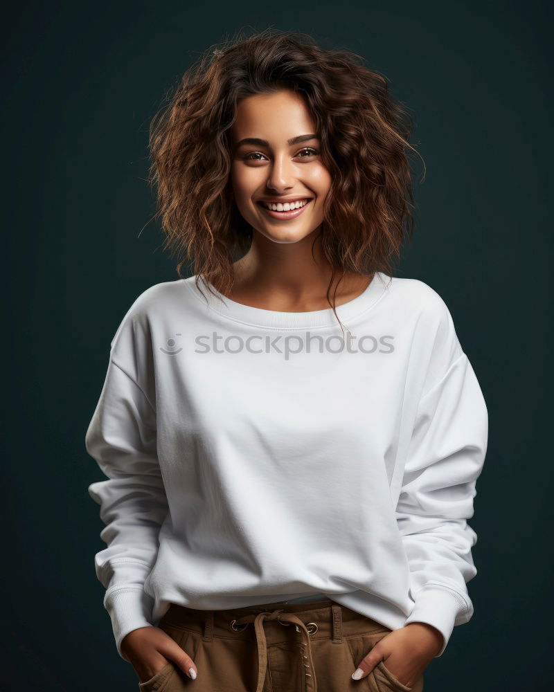 Similar – Image, Stock Photo Smiling young arabic woman with black curly hairstyle.