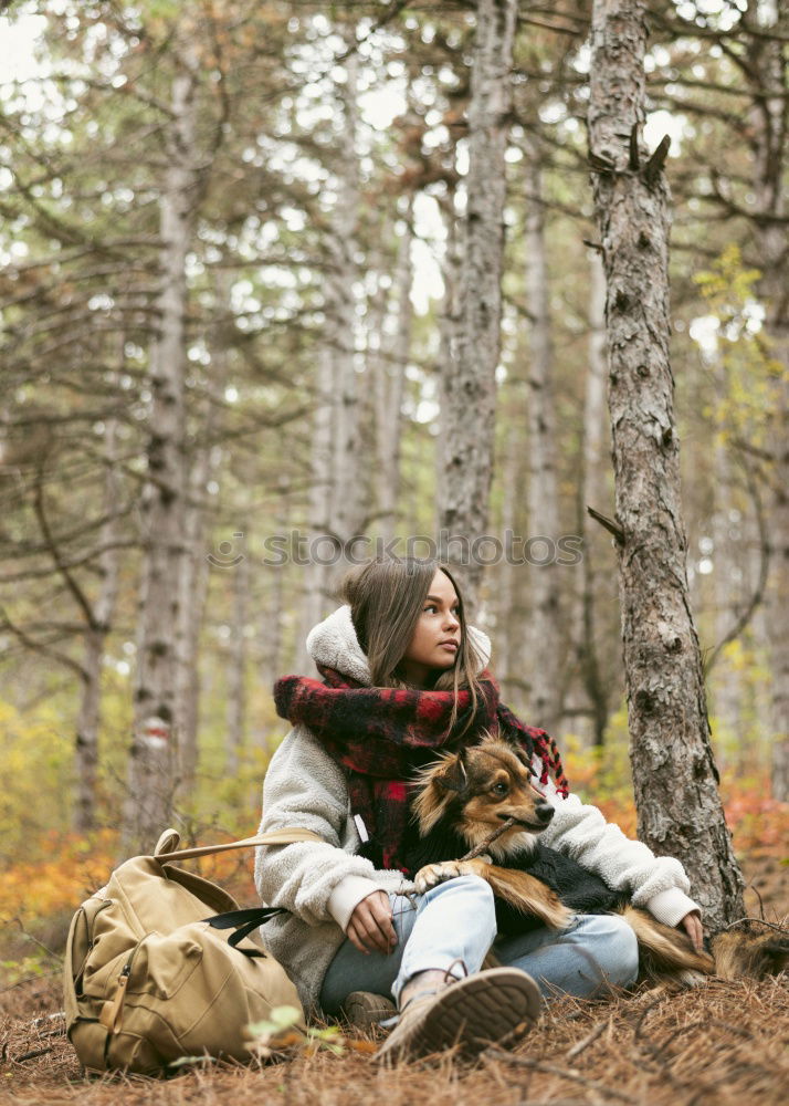 Similar – Image, Stock Photo Couple pausing while doing trekking