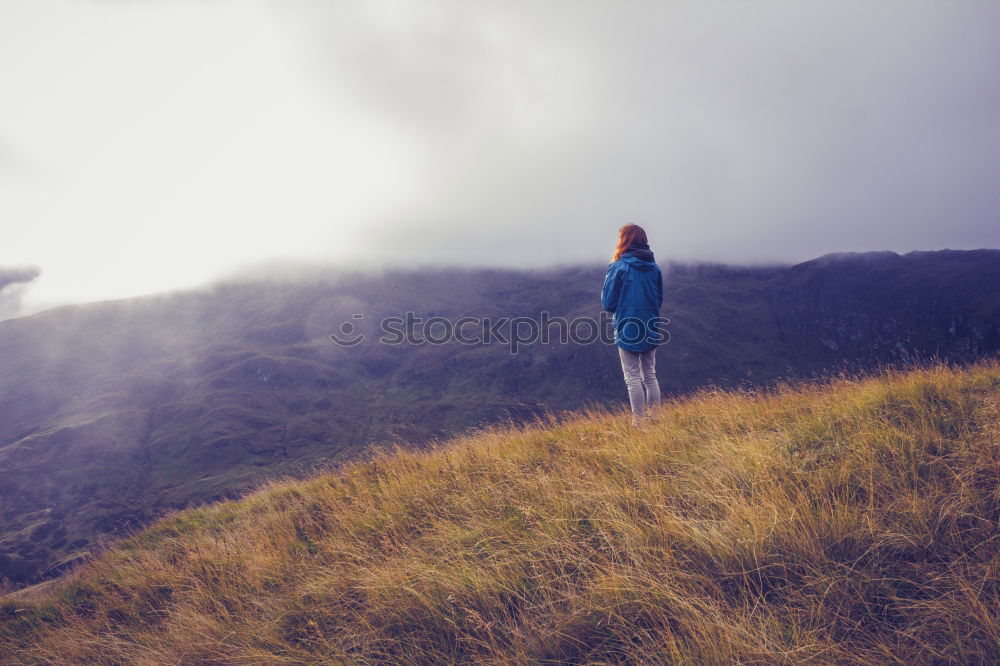 Similar – Image, Stock Photo Young woman crossing the Alps