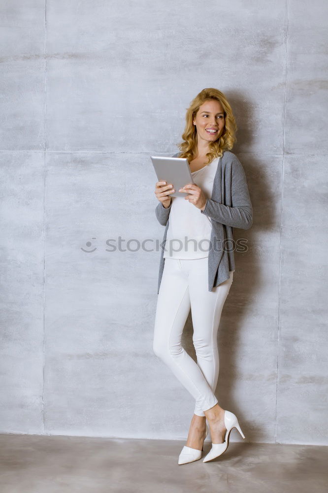 Similar – Image, Stock Photo Cheerful woman in doorway