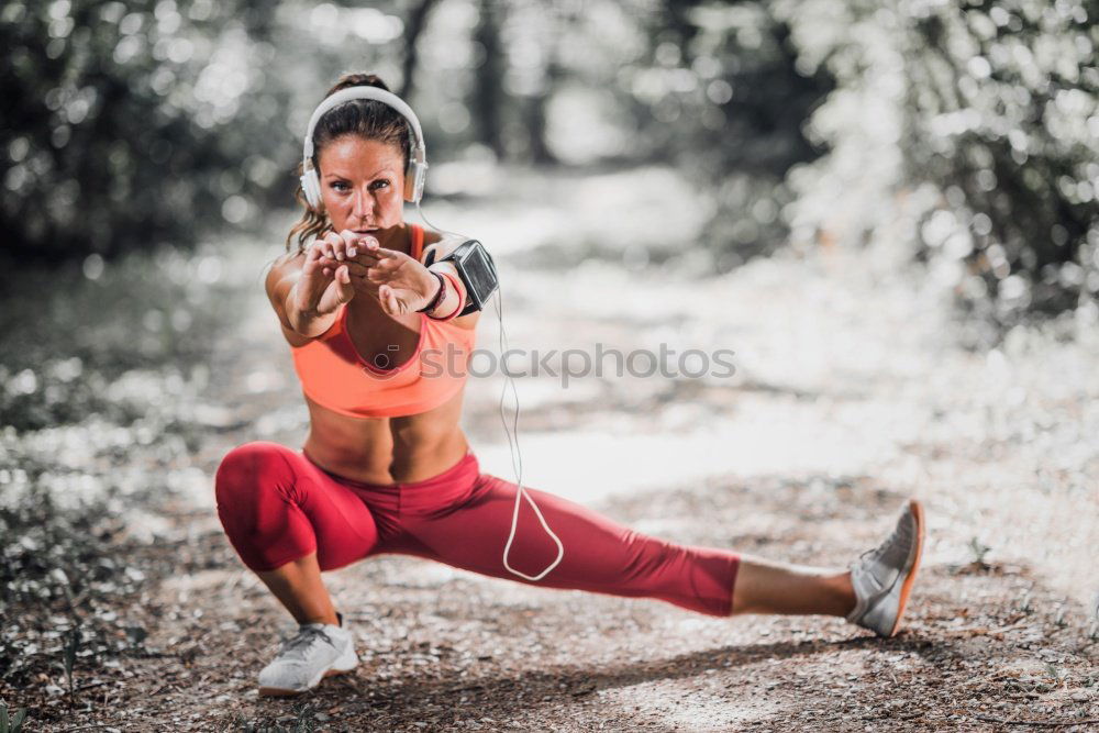 Similar – Image, Stock Photo Woman warming up before outdoor workout