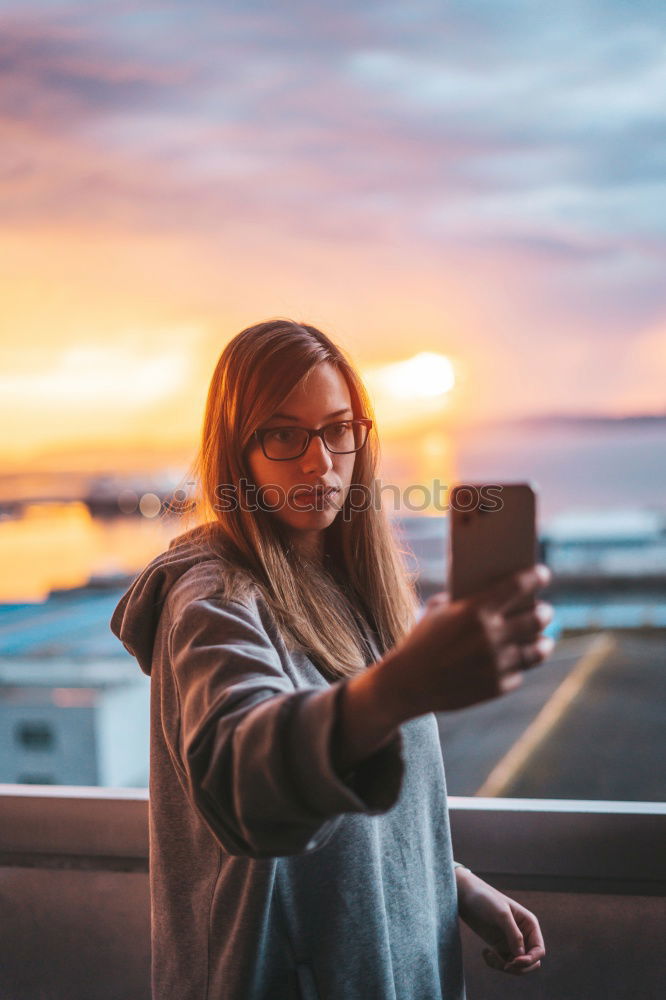 Similar – Image, Stock Photo Girl taking photo of her friend with smartphone