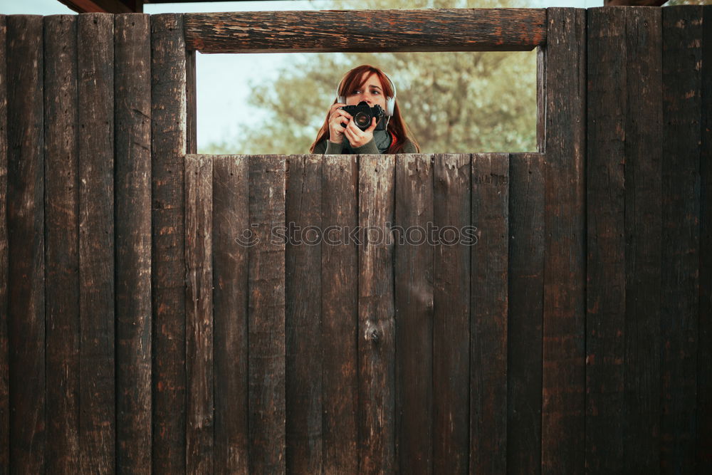 Similar – Image, Stock Photo Young redhead photographer woman