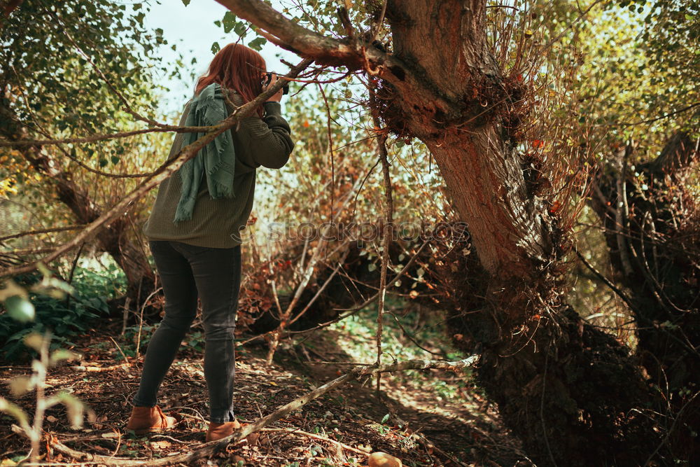 Similar – Image, Stock Photo woman alone in nature in a cold autumn day