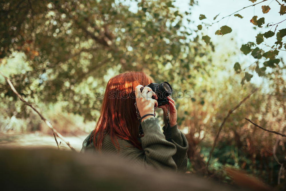 Similar – Image, Stock Photo Young redhead photographer woman