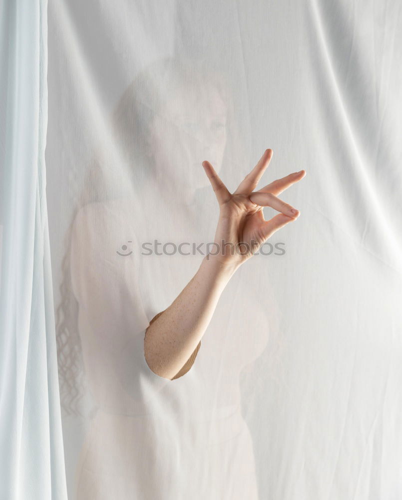 Image, Stock Photo Young redhead woman with a yellow dress in a yellow room