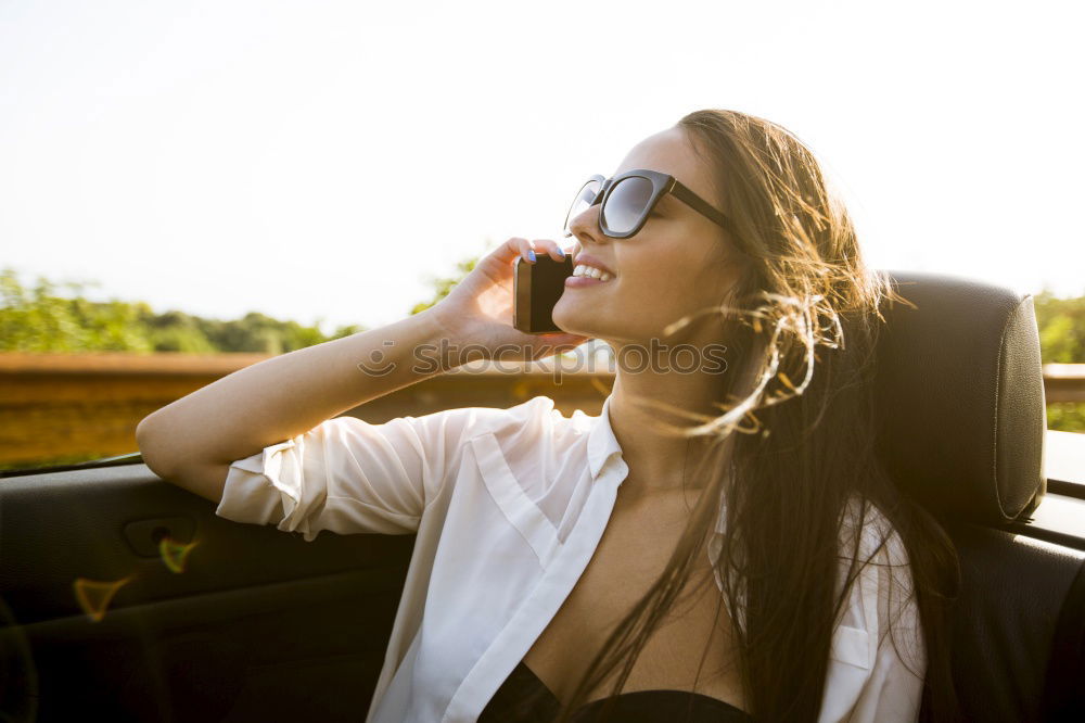 Similar – Image, Stock Photo happy child girl looking out the car window