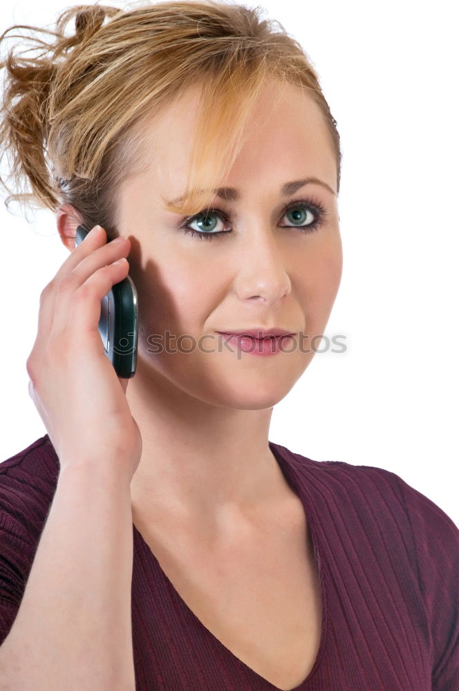 Similar – Smiling Woman in Autumn Fashion Talking on Phone