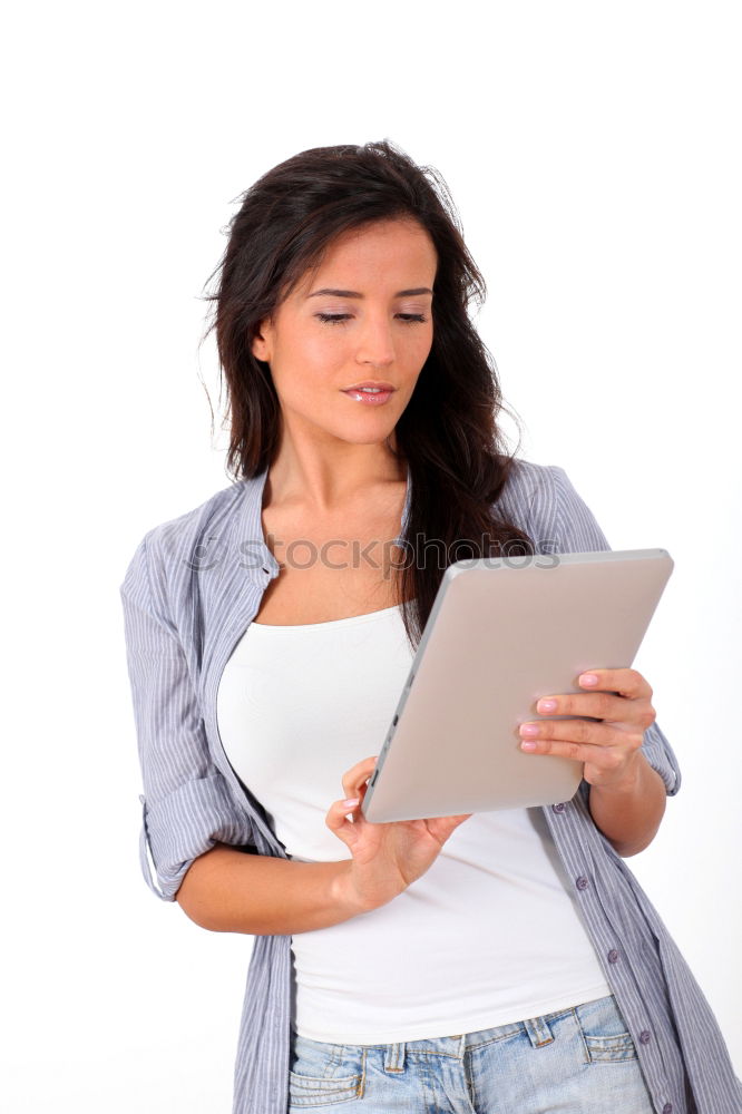 Similar – Image, Stock Photo Schoolgirl reading a book in classroom